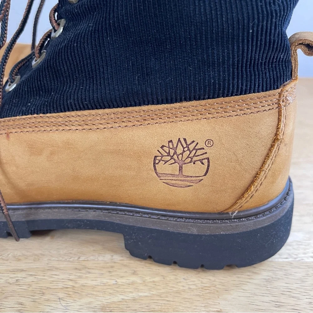Timberland Wheat and Plaid Nubuck Tan Corduroy Waterproof Winter Boots Size 7